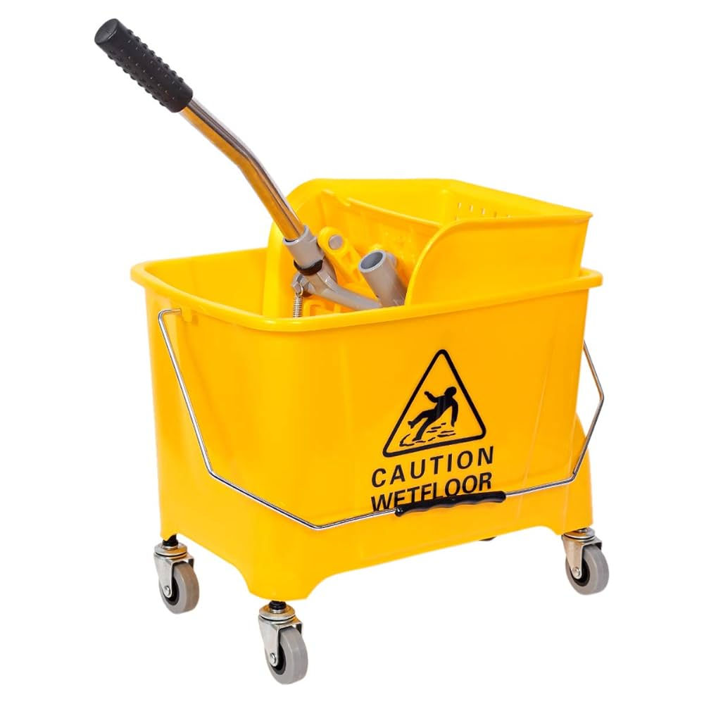 Mop Bucket with Wheel and Wringer - 20 Liters, Yellow…