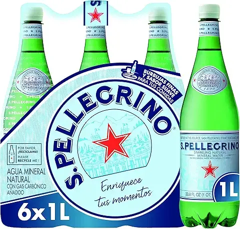 San Pellegrino Sparkling Natural Carbonated Mineral Water, 1 Litre (Pack of 6)