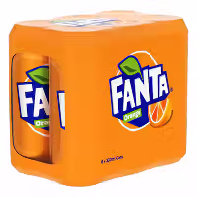 Fanta Orange Carbonated Soft Drink Can, 330ml Pack of 6
