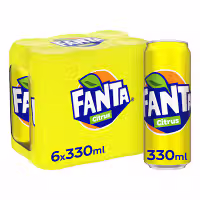 Fanta Citrus Carbonated Soft Drink Can, 330ml Pack of 6