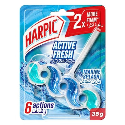 Harpic Active Fresh Toilet Rim Block, Marine Splash Scent, 35g