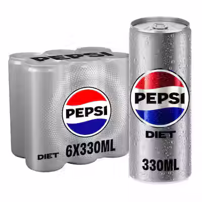 Pepsi Cola Diet Cans 330ml Pack of 6