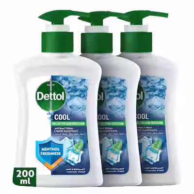 Dettol Cool Liquid Handwash Pump, Mint & Bergamot Scent, 200ml Pack of 3