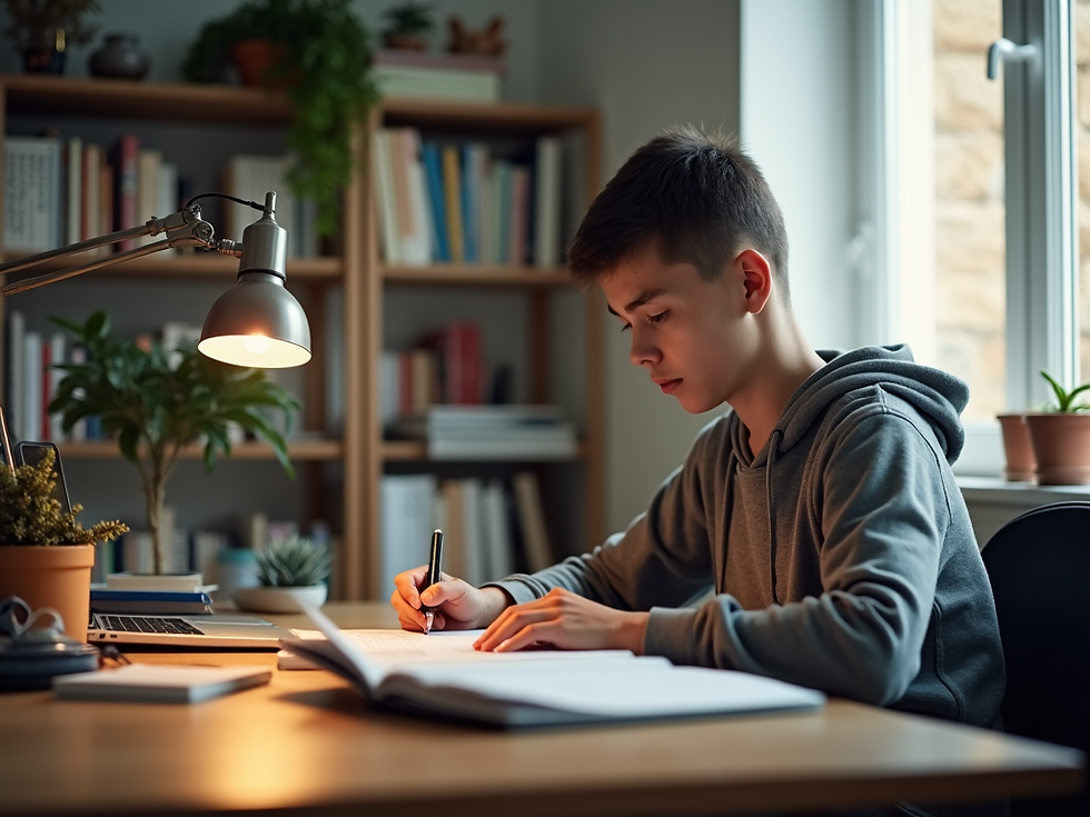 Étudiant de BTS qui fait sa veille informationnelle sur ordinateur