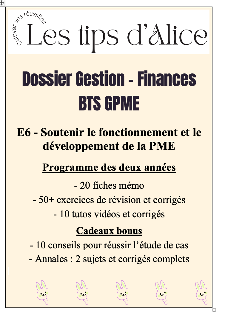 BTS GPME · Dossier E6 gestion et finances