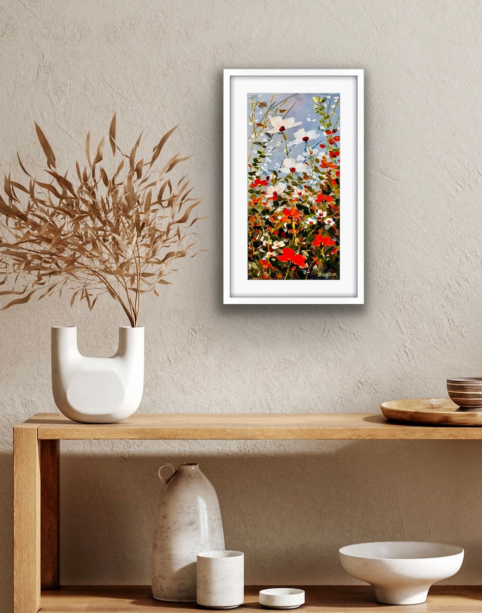 Thumbnail: Framed original Irish floral painting Intertwined in Bloom by Helen Condon