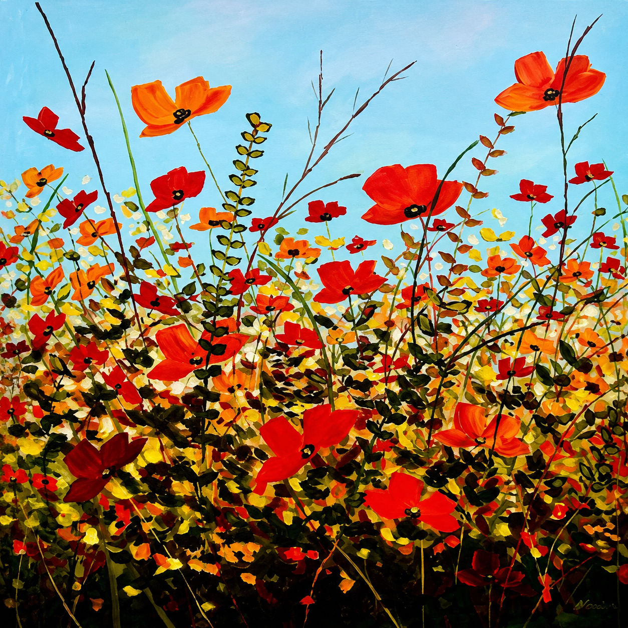Sweet Poppies, Limited edition print on canvas already framed 1/50