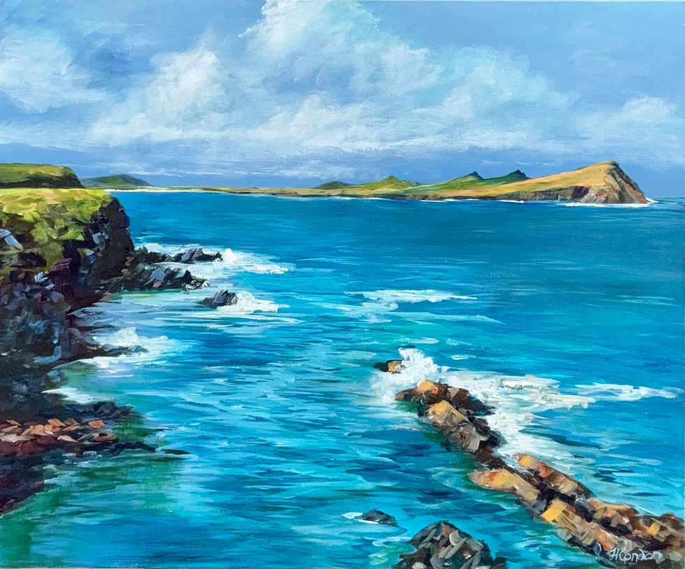 View of the Three Sisters from Dooneen Pier, Co Kerry - Original By Helen Condon