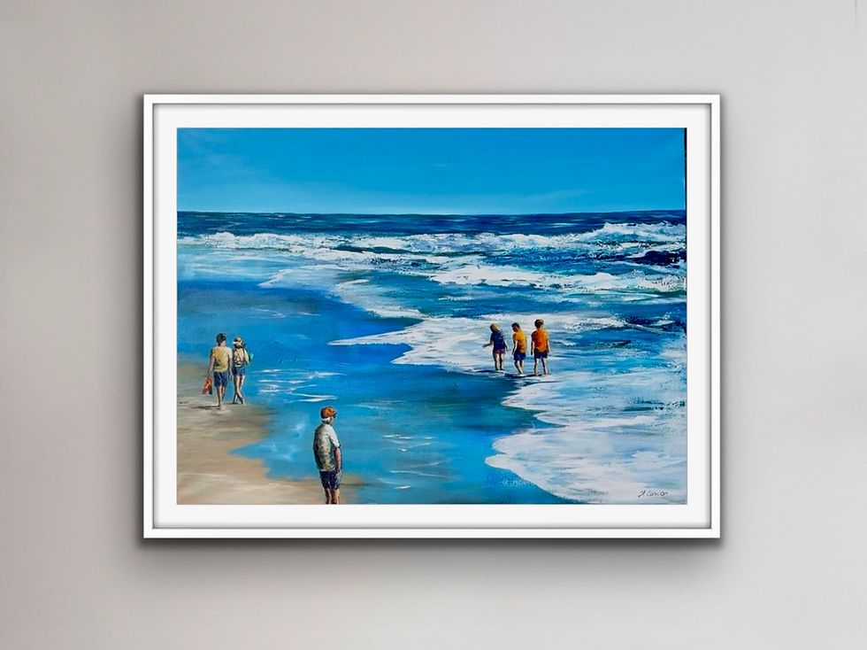 Thumbnail: Original Irish beach painting of children by Helen Condon