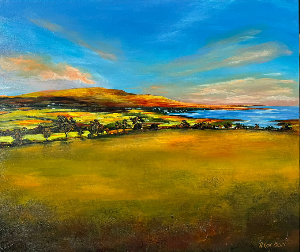 Golden Hour Over Dungarvan - Original Painting by Helen Condon
