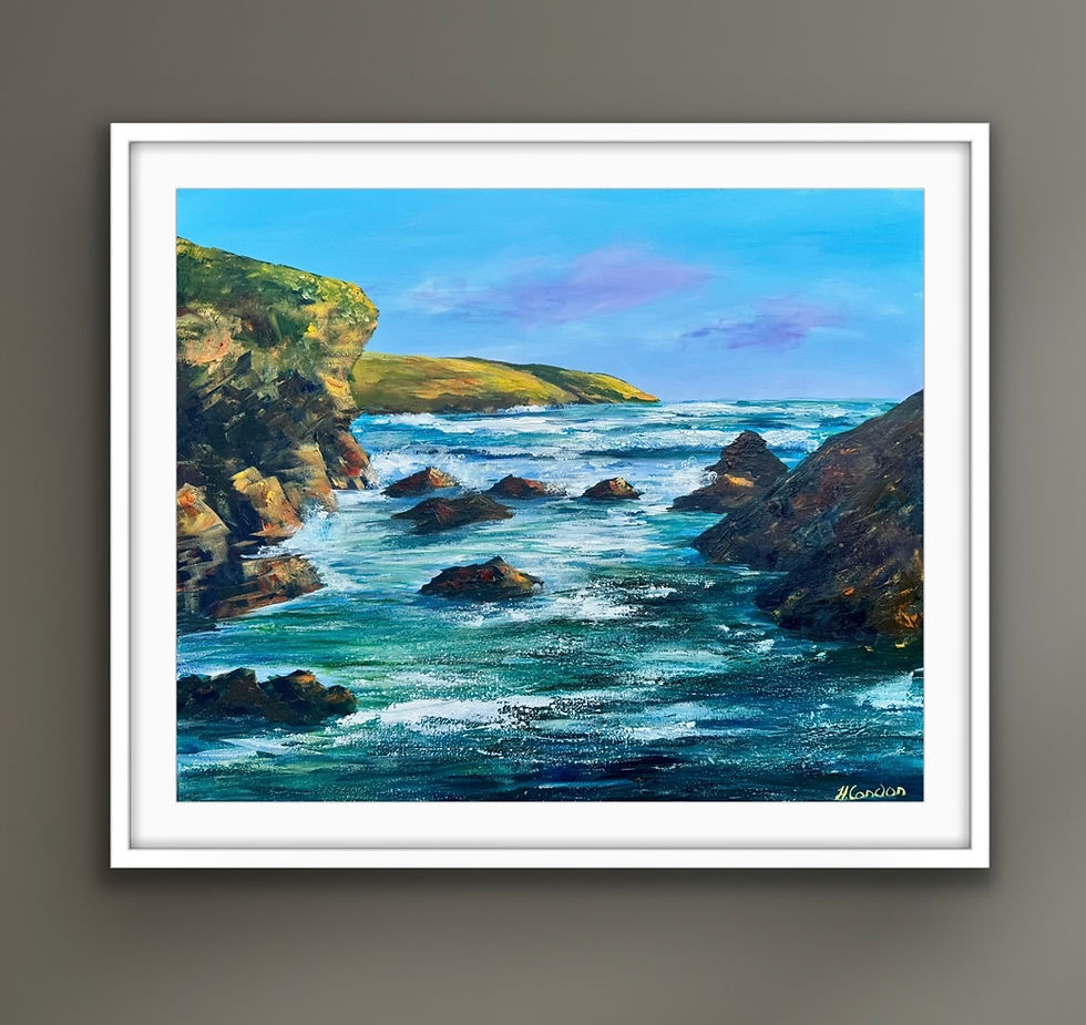 Rocky Bay Cork seascape – original Irish coastal painting by Helen Condon