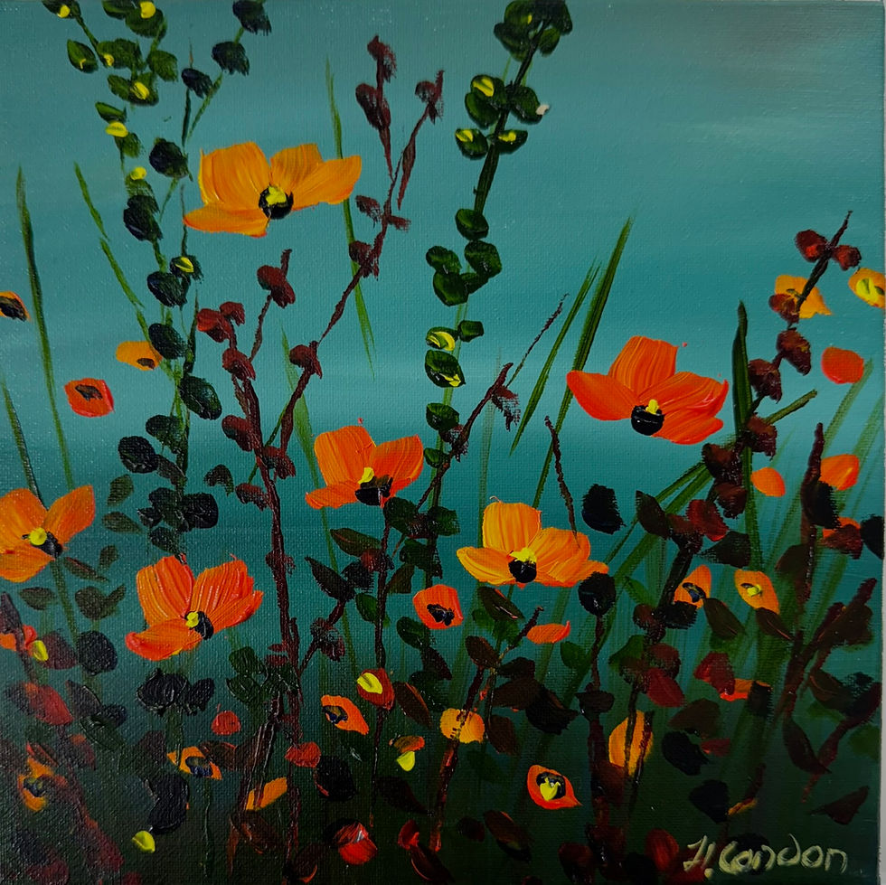 Blaze of Petals - Original Floral Painting - 34x34cms framed