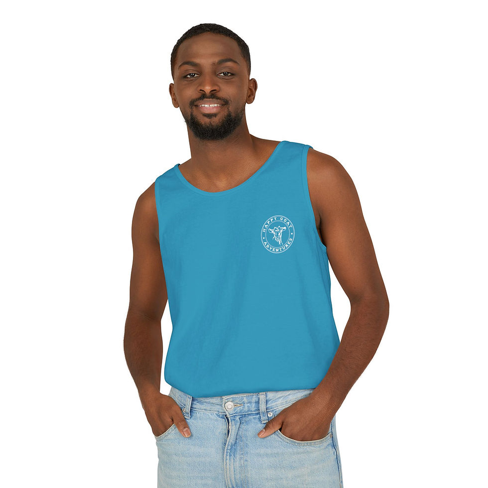 Thumbnail: Happy Goat Adventures Paddleboarding Tank Top - White Print