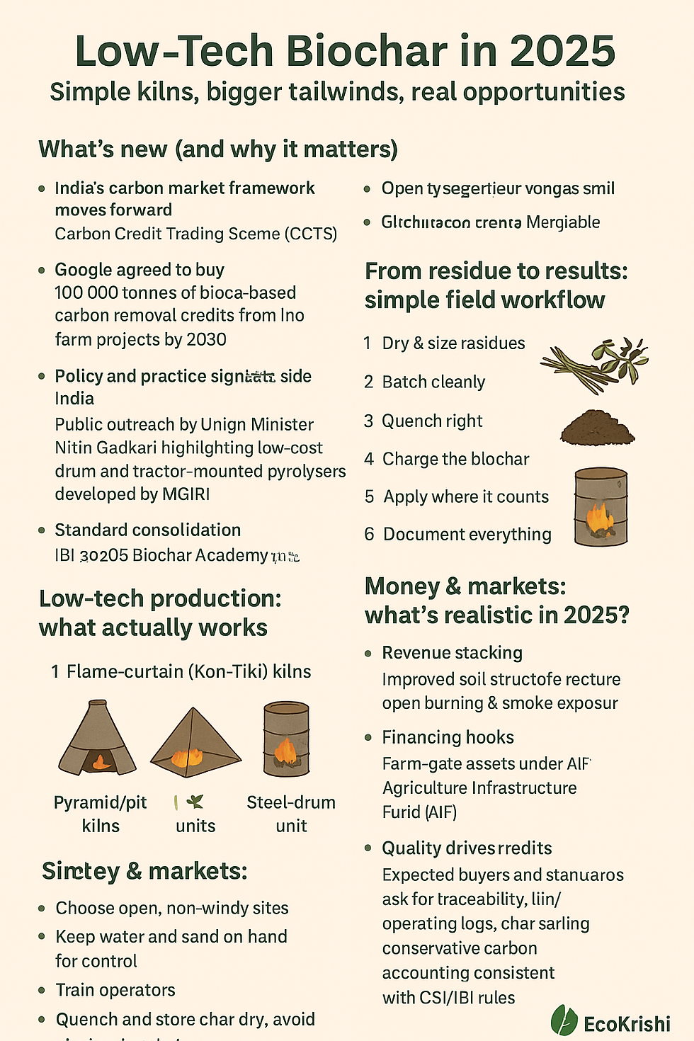 Low-Tech Biochar in 2025: Simple kilns, bigger tailwinds, real opportunities