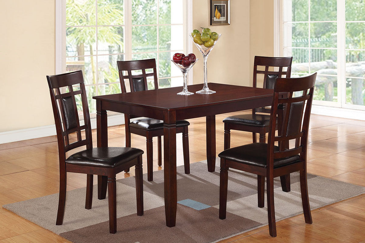 Cherry Brown Dining Table Set 5 pc