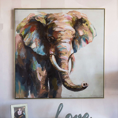Colorful Elephant Wall Art Dorado