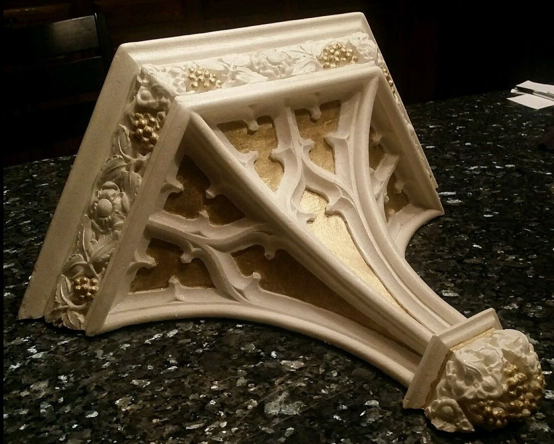 Gothic Corbel, Intricate Flowers & Berries