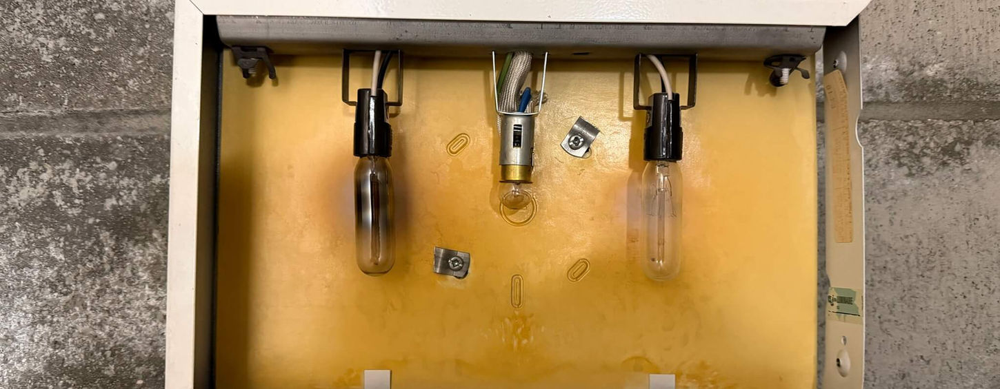 Electrical wiring prepared for new LED emergency EXIT sign installation in Langley BC