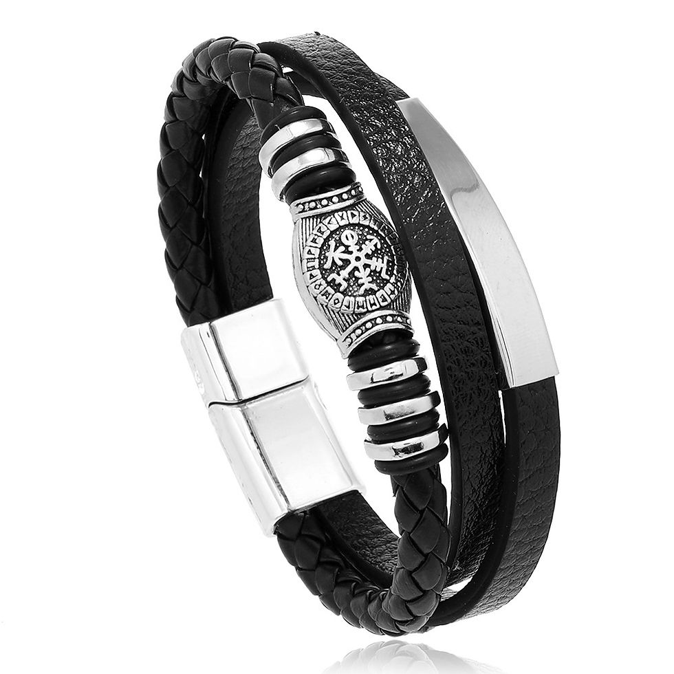 Thumbnail: Titan Weave Stainless Steel & Leather Bracelet