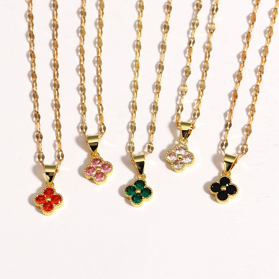 Thumbnail: Bloom Clover Crystal Pendant Necklace