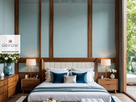 Harmonizing Nature and Serenity with The Art of Blending Wood and Light Blue in Bedroom Design