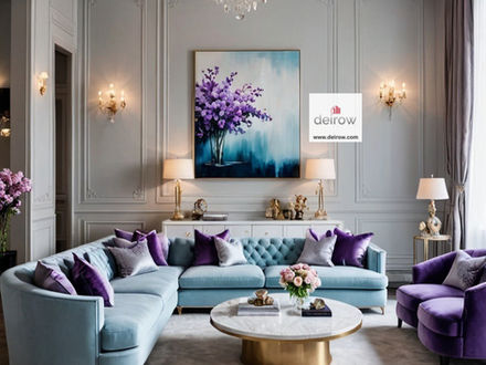 Create a Neo Classic Living Room with a Perfect Blend of Blue and Purple
