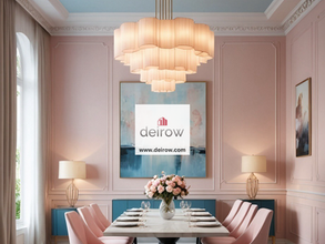 Modern Dining Room with Pastel Pink and Blue: A Fresh and Elegant Twist