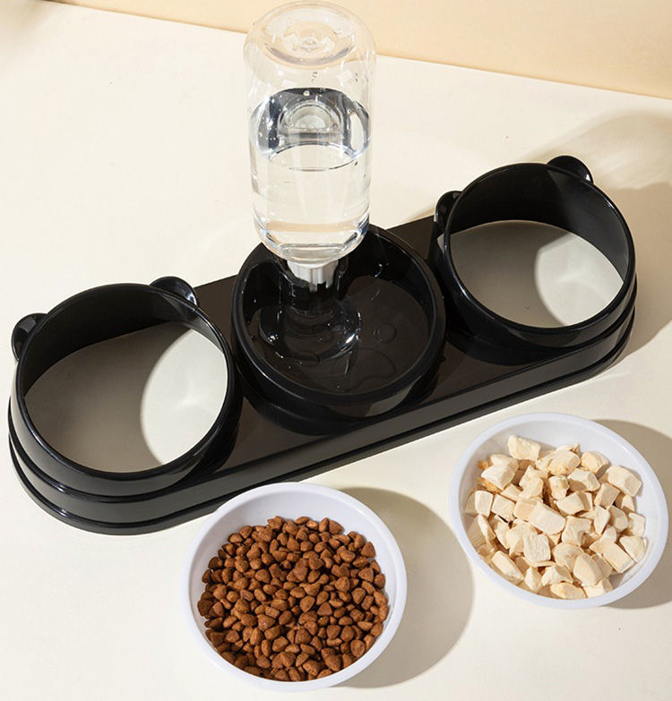 Thumbnail: 3 in 1 Cat Feeder for Cats Small Dogs 15 Degrees Raised Cat Bowls Cat bowl Autom
