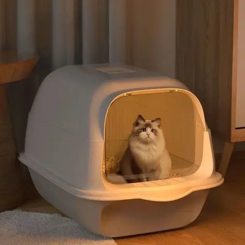 Thumbnail: Removable Deodorant Cat Bedpan Fully Enclosed Sandbox Cat Litter Box Large Capac