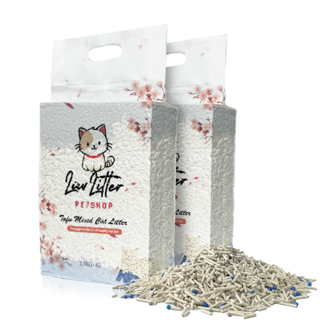2 Pack Premium Tofu & Bentonite Cat Litter – Least Tracking Clumping Cat Litte