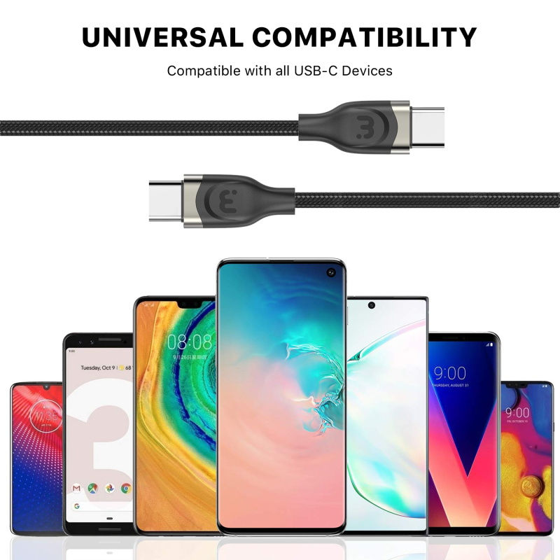 Thumbnail: MyBat Pro USB-C to USB-C Braided Cable - 3FT - Black