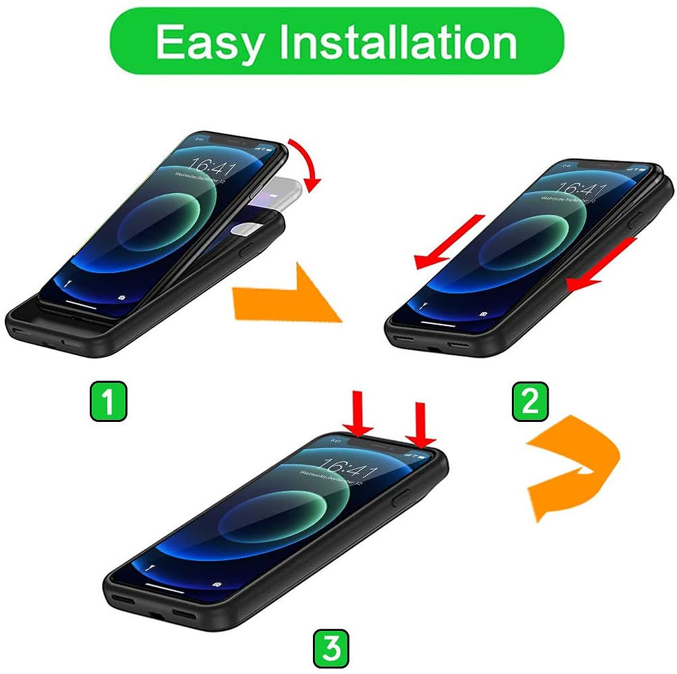 Thumbnail: Apple iPhone 12/12 Pro, 4800m Ah Battery Case - Black