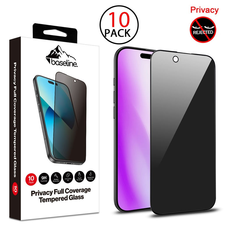 Privacy Full Coverage Tempered Glass Screen Protector (10-pack) for Apple iPhone Air - Black
