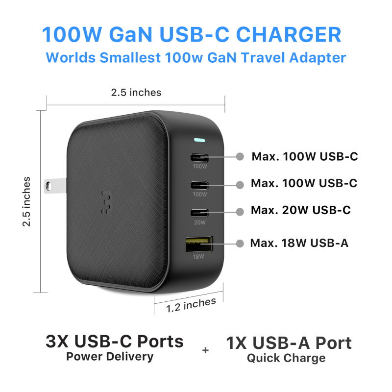 MyBat Pro 100W GaN USB-C Charger - Black