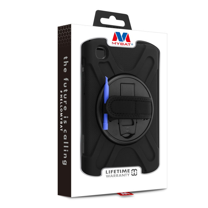 Samsung T220 (Galaxy Tab A7 Lite 8.7)-Black/Black Rotatable Stand Case w/ band