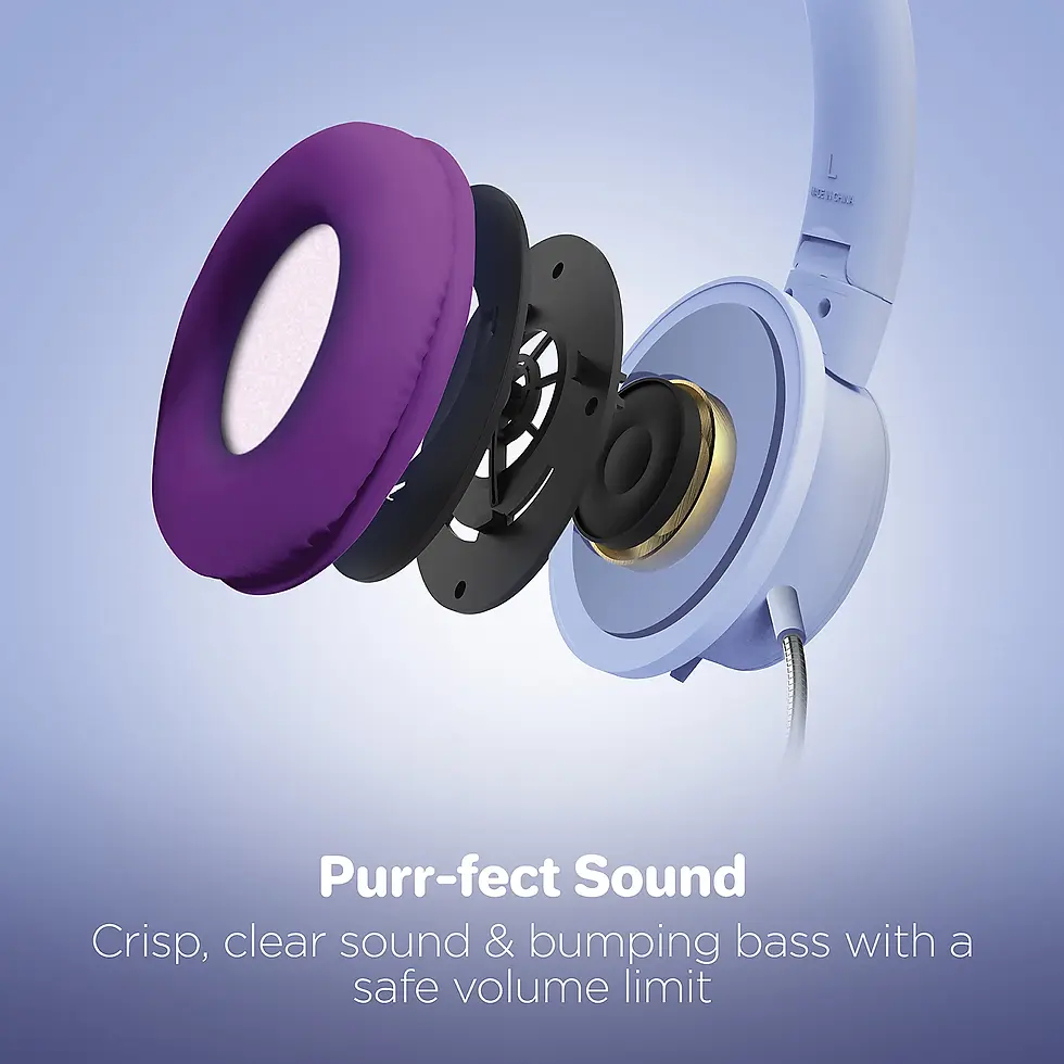 HyperGear Kids' Kombat Kitty Gaming Headset, Purple,