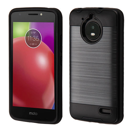 Motorola Moto E4, Brushed Hybrid Protector Cover - Black