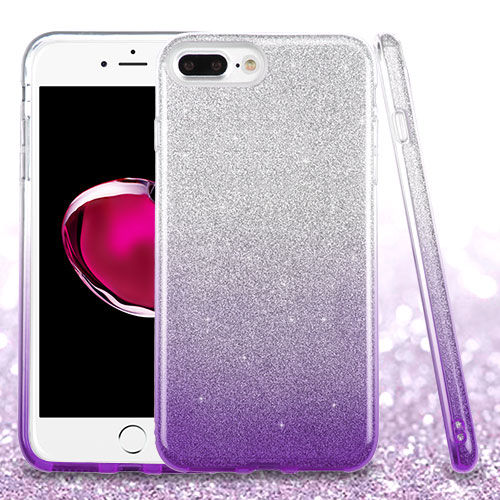 Apple iPhone 8 Plus, Gradient Glitter Hybrid Protector Cover - Purple