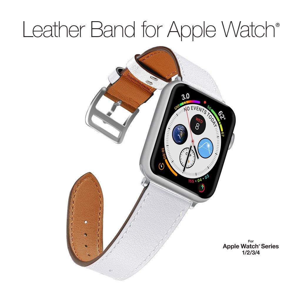 NazTech Leather Band for Apple Watch (38/40mm) - Silver
