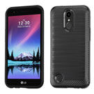 LG K10 / K20, Brushed Hybrid Protector Cover (with Carbon Fiber Accent) - Black
