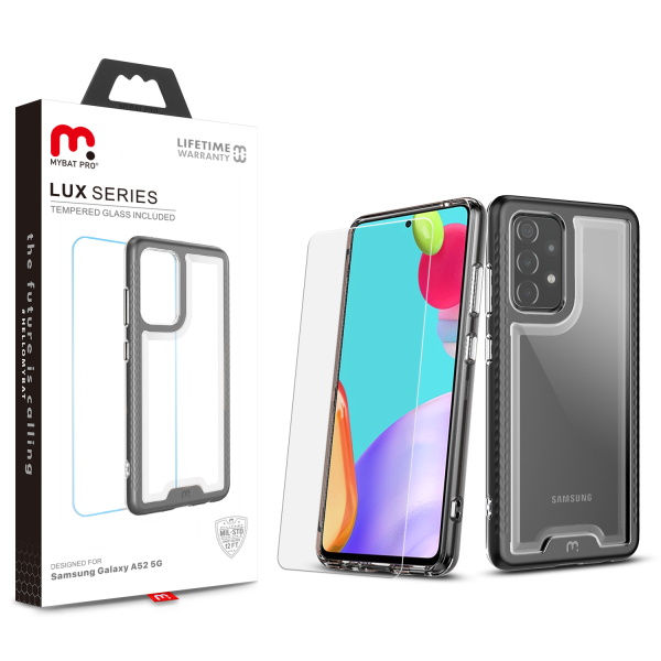 Samsung Galaxy A52 5G, Lux Series Case with Tempered Glass - Black
