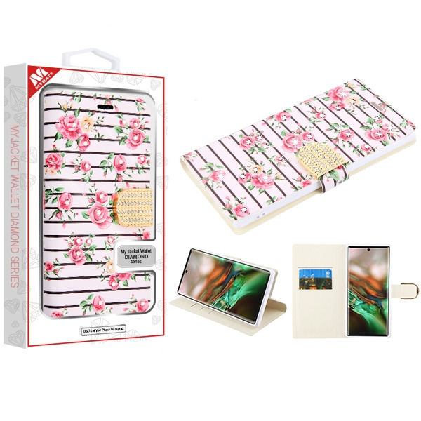 Samsung Galaxy Note 10,  MyJacket Wallet Diamond - Pink Fresh Roses