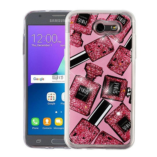 Samsung Galaxy J3, Glitter Hybrid Protector Cover -  Perfume and Polish & Pink