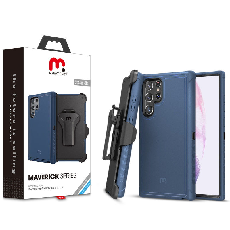 Samsung Galaxy S22 Ultra, Antimicrobial Maverick Series Case - Blue/Black