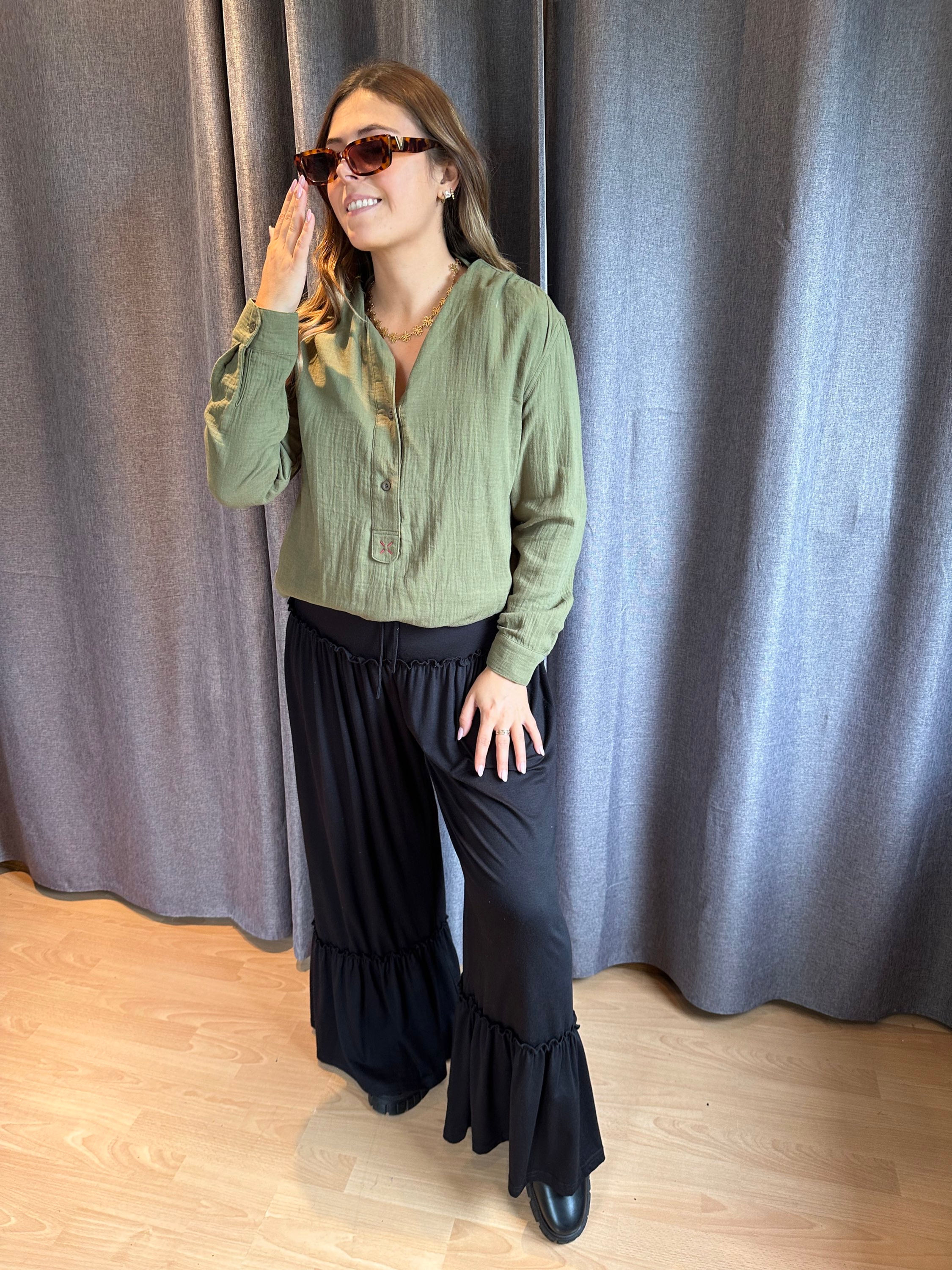 Chemise kaki gaze de coton Greenwood