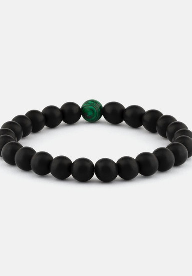 Atelier 21 - Black Onyx Bead Bracelet with Malachite
