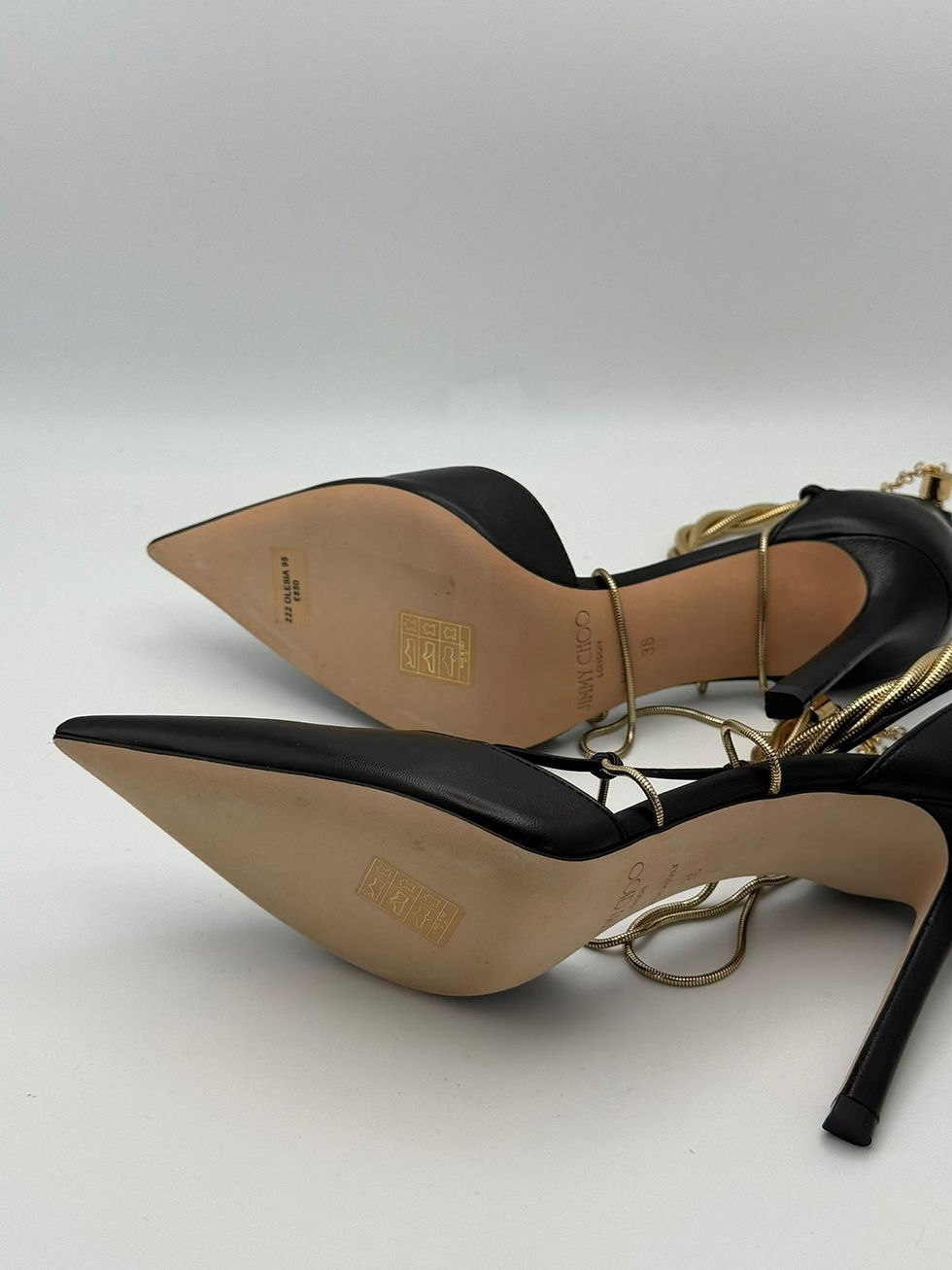 Thumbnail: Jimmy Choo Black Gold Chain Heels