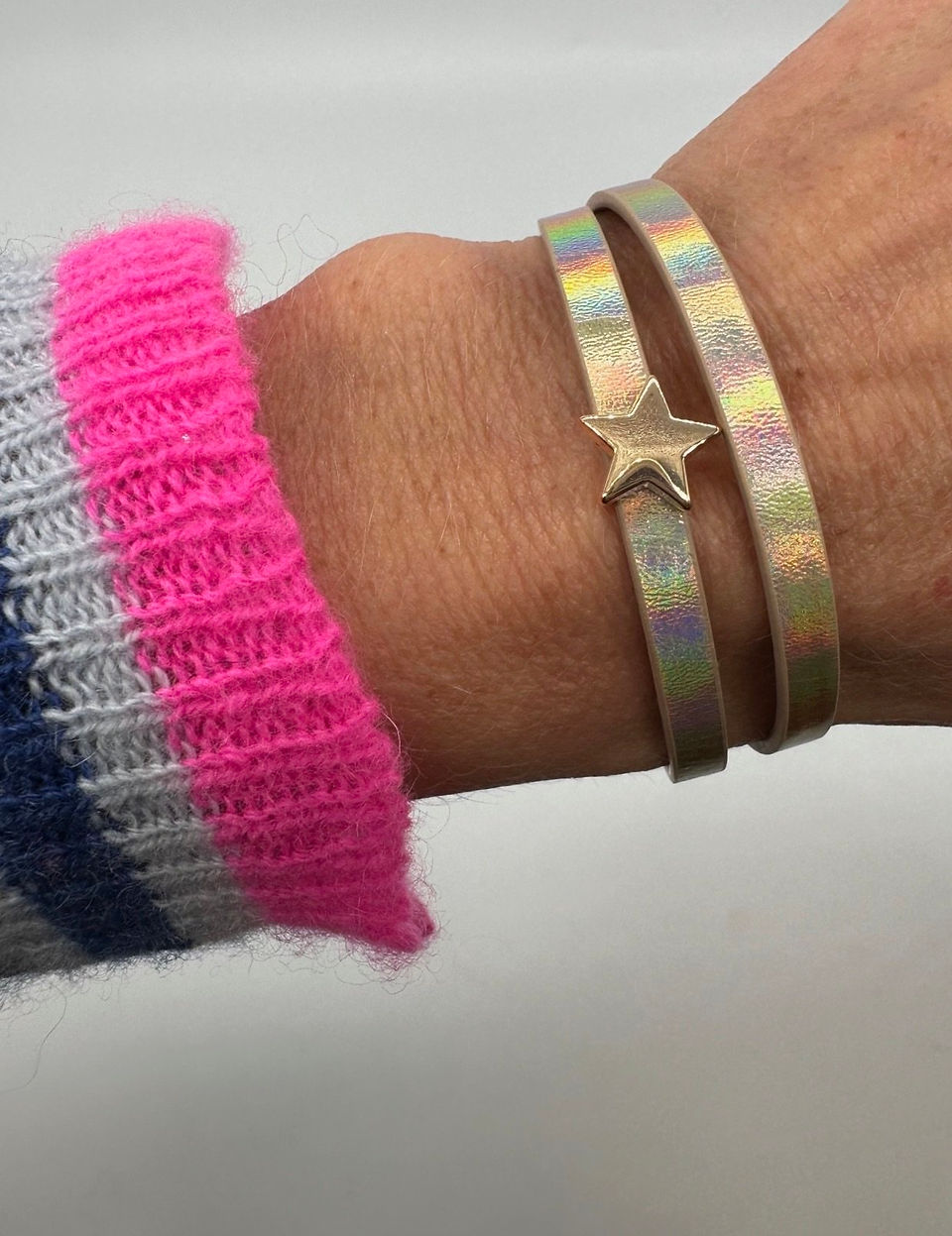 Rock That Biscuit - Holographic Gold Wrap Bracelet with Gold Star