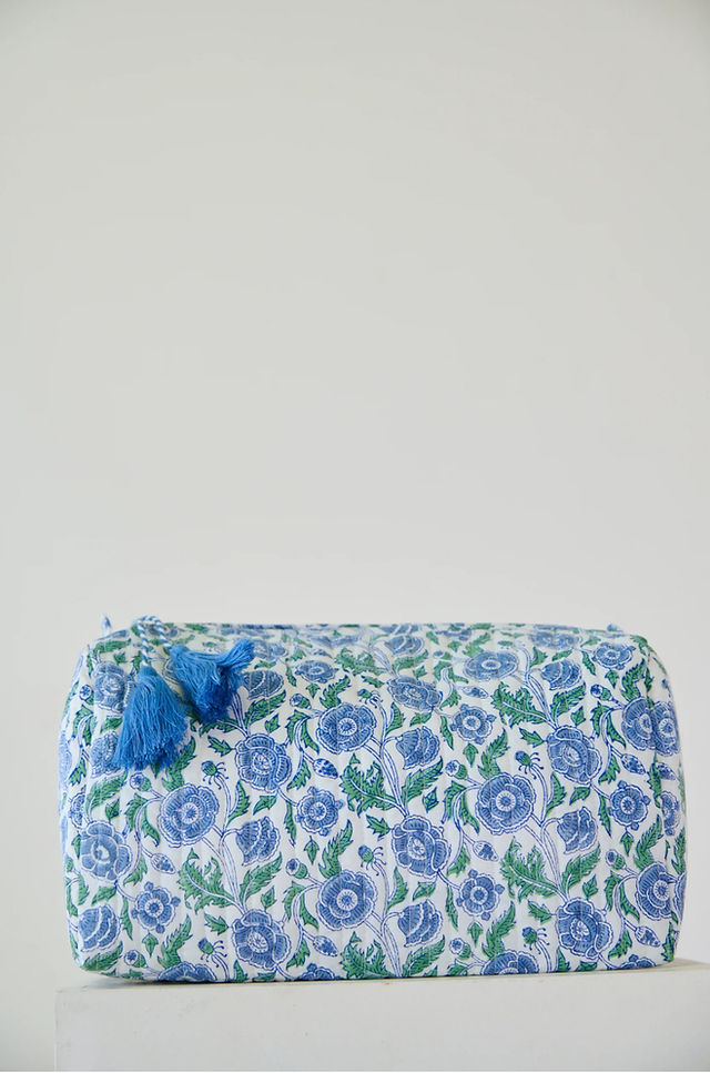 Kapara London - Blue Floral Organic Cotton Wash Bag