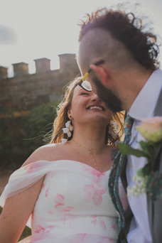 Bride and Groom smiling at one another, Jo-Anna Billington Wedding Photographer Yorkshire